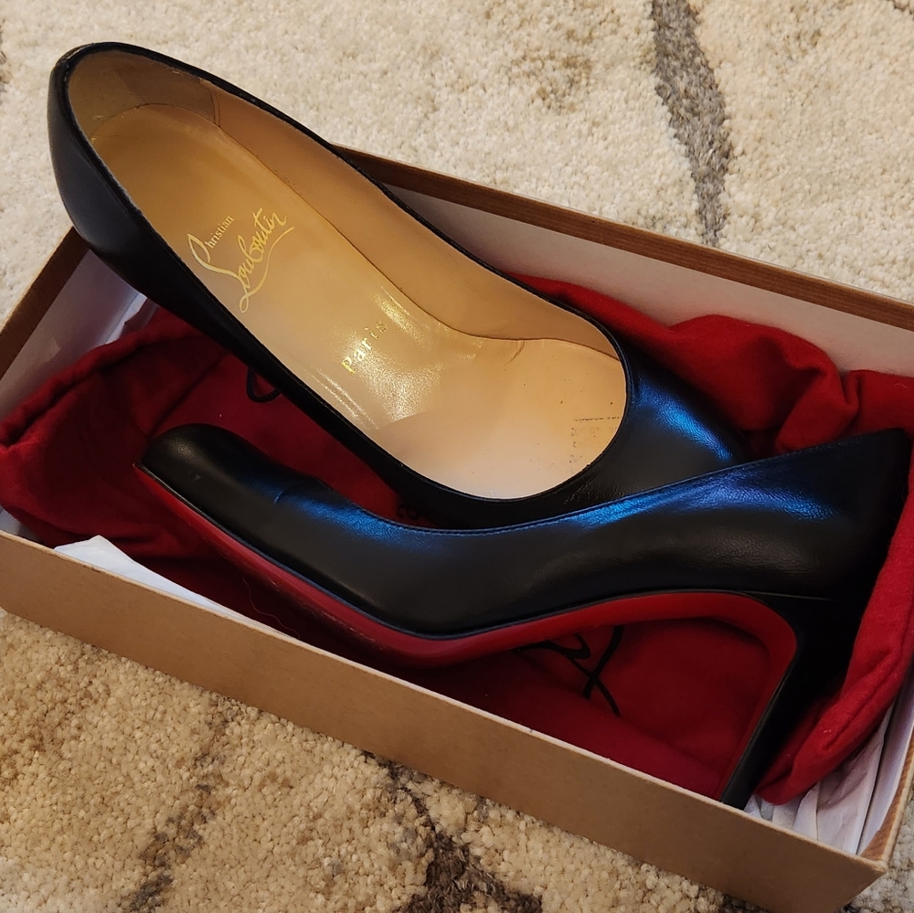 Christian Louboutin Black Leather Stilettos size 37